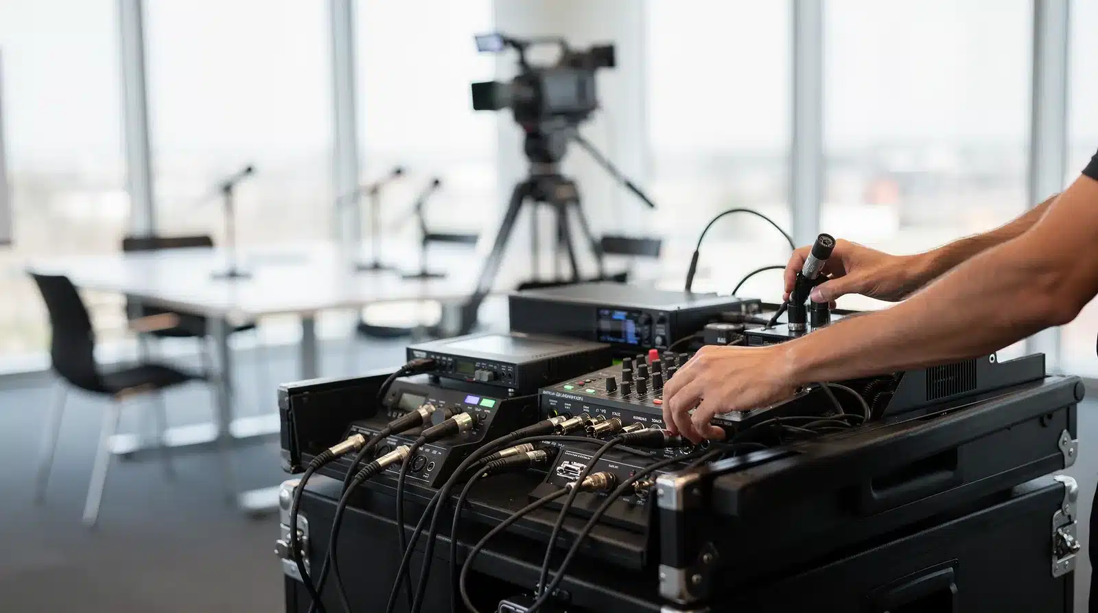 A reliable corporate webcast depends on cameras, audio processing, encoding hardware, and network infrastructure working