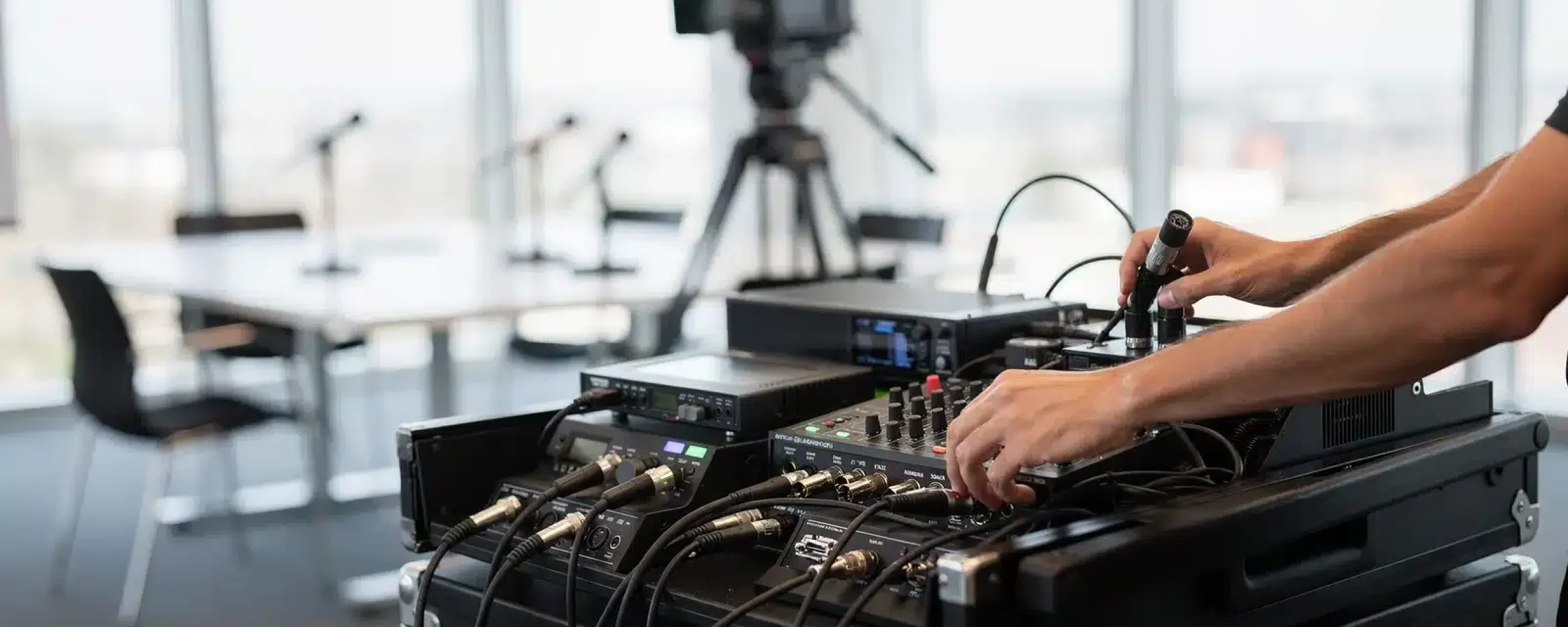 A reliable corporate webcast depends on cameras, audio processing, encoding hardware, and network infrastructure working